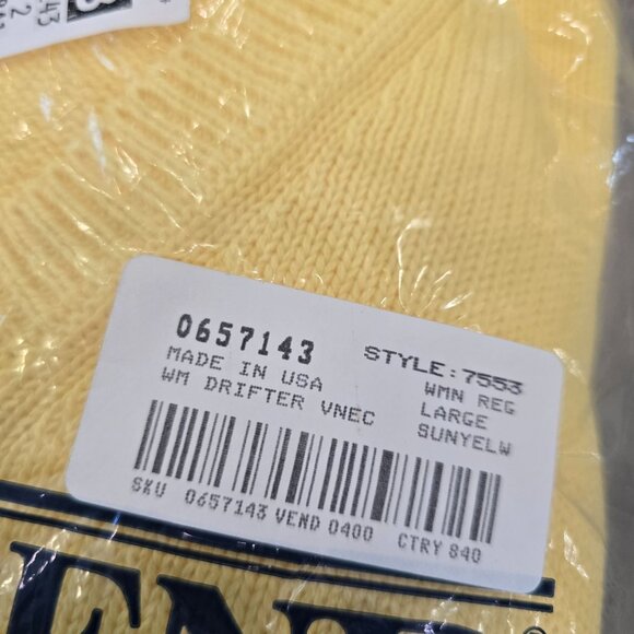 Lands End vintage 90s NWT Womens Regular Drifter V-Neck Cotton Sweater L Yellow - Picture 7 of 7